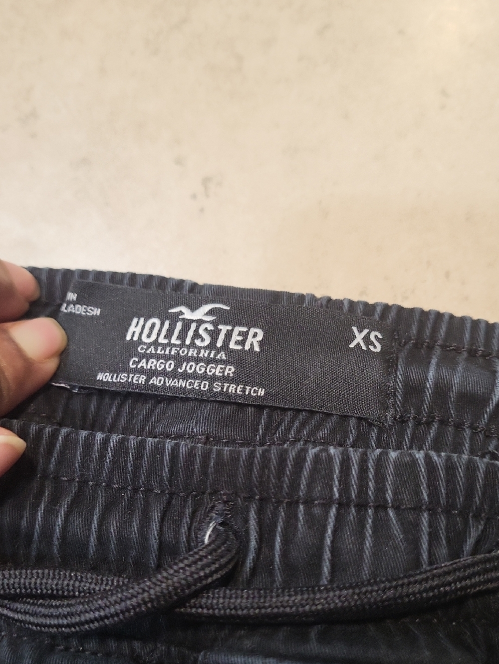 Hollister Black Cargo Jogger Waistband Detail